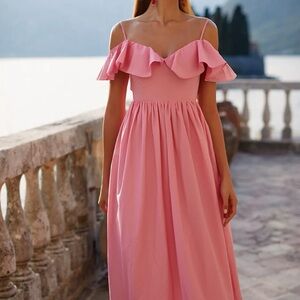 Elegant Pink Off-Shoulder Dress